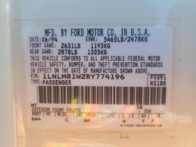 1LNLM81W2RY774196 - 1994 LINCOLN TOWN CAR EXECUTIVE WHITE photo 12