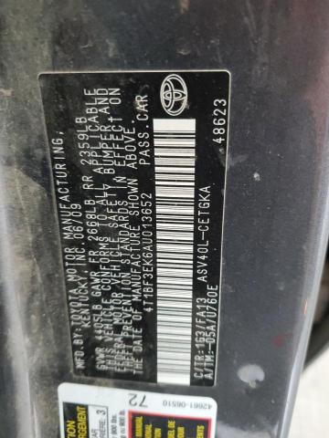 4T1BF3EK6AU013652 - 2010 TOYOTA CAMRY BASE 灰色 照片 12