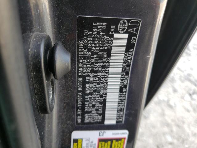 2T1BU4EE8AC462533 - 2010 TOYOTA COROLLA BASE 灰色 照片 12