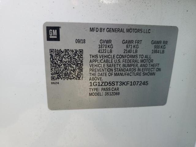 1G1ZD5ST3KF107245 - 2019 CHEVROLET MALIBU LT WHITE photo 12