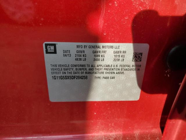 1G11G5SX5DF284258 - 2013 CHEVROLET MALIBU 3LT წითელი ფოტო 13