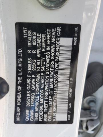 SHHFK7H41JU407685 - 2018 HONDA CIVIC SPORT Beyaz fotoğraf 13