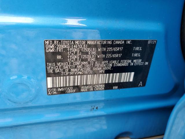 2T3P1RFV5MW218732 - 2021 TOYOTA RAV4 XLE 蓝色 照片 12