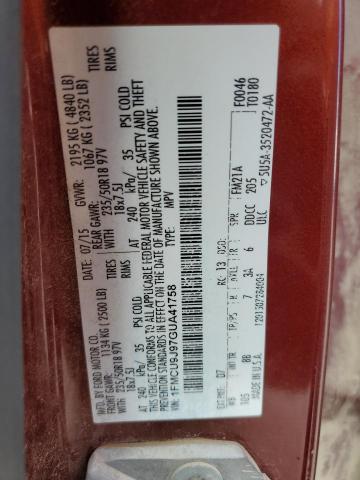 1FMCU9J97GUA41758 - 2016 FORD ESCAPE TITANIUM 红色 照片 12