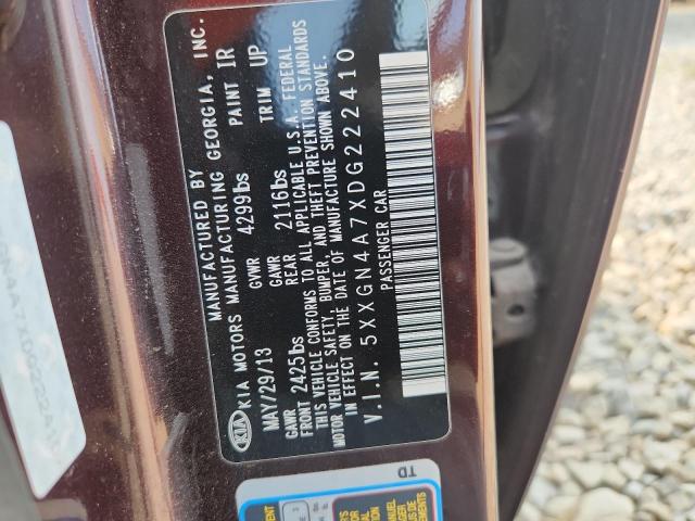 5XXGN4A7XDG222410 - 2013 KIA OPTIMA EX MAROON photo 12