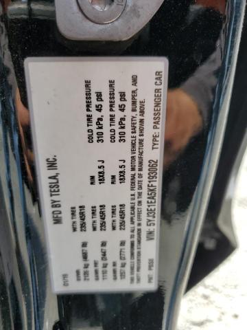 5YJ3E1EA5KF193062 - 2019 TESLA MODEL 3 Siyah fotoğraf 12