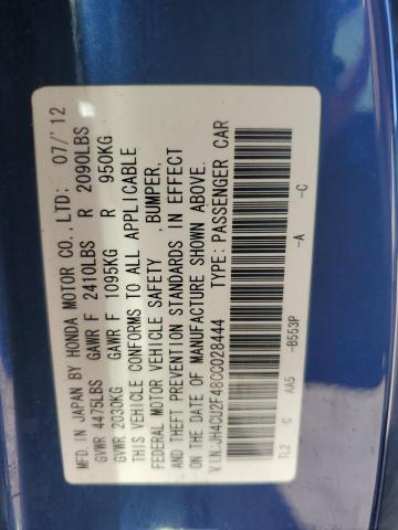 JH4CU2F48CC028444 - 2012 ACURA TSX Mavi foto 12