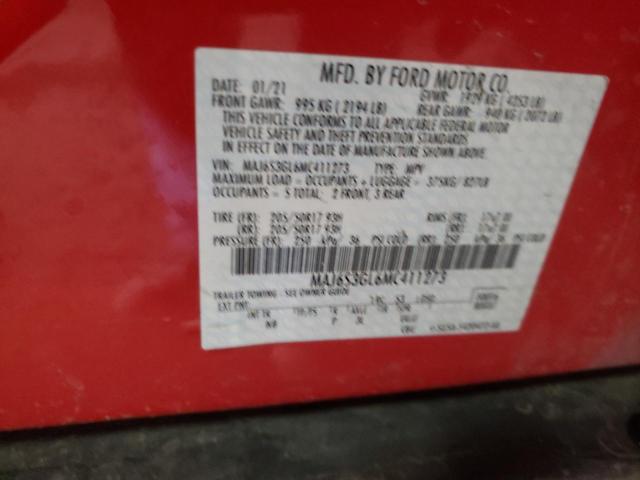MAJ6S3GL6MC411273 - 2021 FORD ECOSPORT SE RED photo 12
