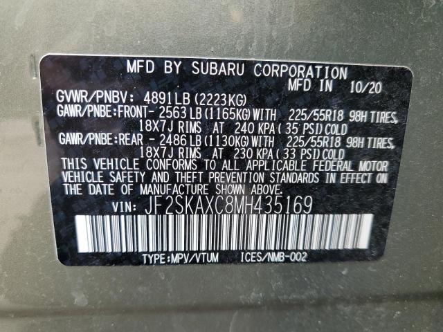 JF2SKAXC8MH435169 - 2021 SUBARU FORESTER TOURING 绿色 照片 14