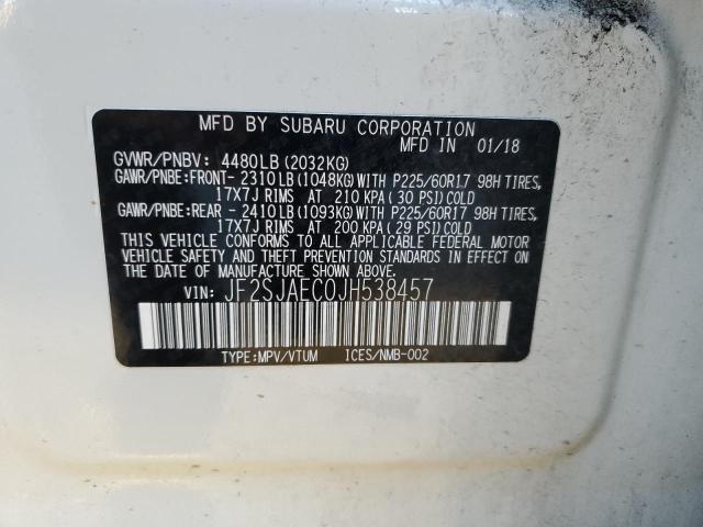 JF2SJAEC0JH538457 - 2018 SUBARU FORESTER 2.5I PREMIUM Beyaz fotoğraf 12