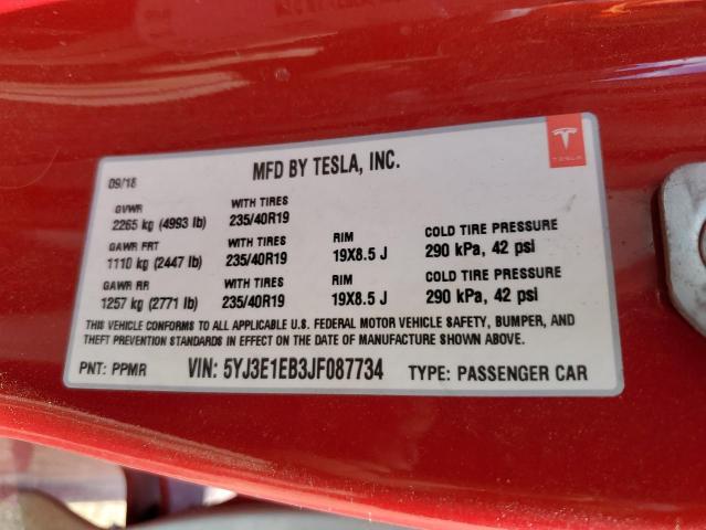 5YJ3E1EB3JF087734 - 2018 TESLA MODEL 3 Двухцветный фото 12