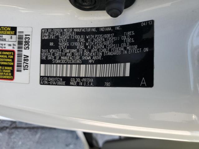 5TDKK3DC7DS365965 - 2013 TOYOTA SIENNA LE Ağ foto 13