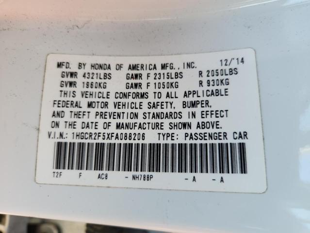 1HGCR2F5XFA088206 - 2015 HONDA ACCORD SPORT თეთრი ფოტო 12