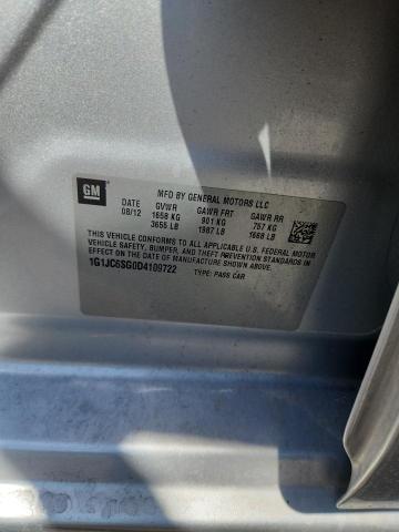 1G1JC6SG0D4109722 - 2013 CHEVROLET SONIC LT 银色 照片 12