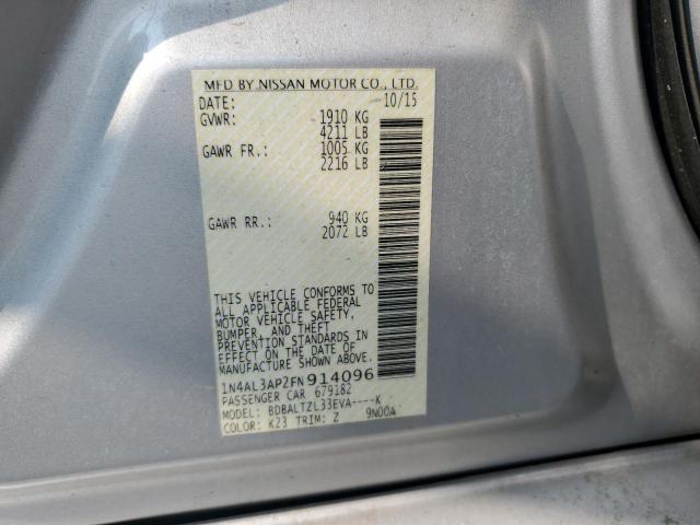 1N4AL3AP2FN914096 - 2015 NISSAN ALTIMA 2.5 ვერცხლისფერი ფოტო 12