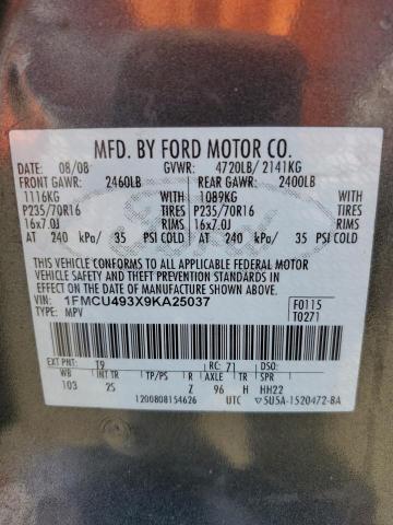 1FMCU493X9KA25037 - 2009 FORD ESCAPE HYBRID CHARCOAL photo 12