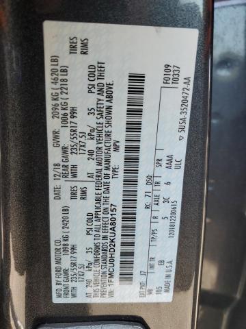 1FMCU0HD2KUA80157 - 2019 FORD ESCAPE SEL Grau Foto 12