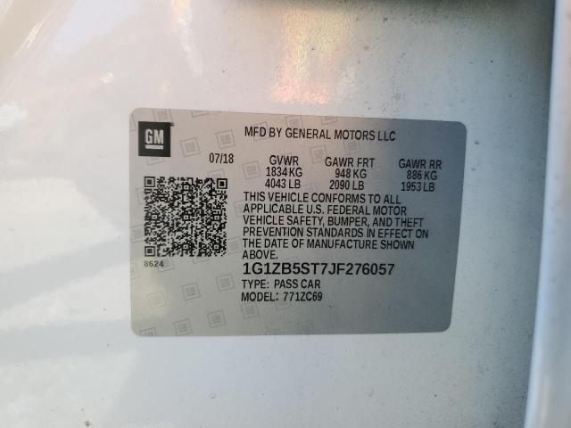 1G1ZB5ST7JF276057 - 2018 CHEVROLET MALIBU LS WHITE photo 12