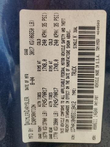 1D7HA18N95S118412 - 2005 DODGE RAM 1500 ST BLUE photo 12