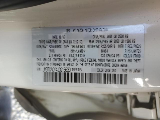 JM3TCACY4J0215630 - 2018 MAZDA CX-9 TOURING Weiß Foto 13