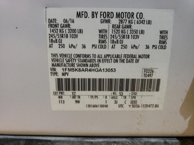 1FM5K8AR4HGA13053 - 2017 FORD EXPLORER POLICE INTERCEPTOR WHITE photo 13