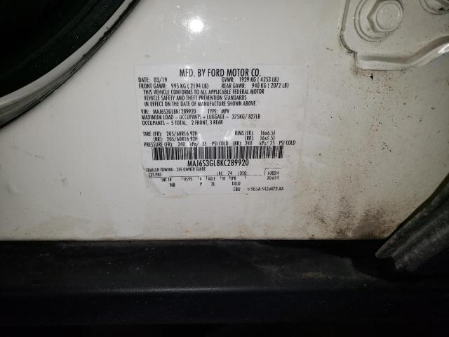 MAJ6S3GL8KC289920 - 2019 FORD ECOSPORT SE Ақ фото 13