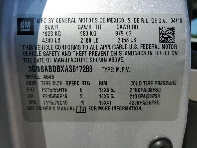 3GNBABDBXAS617288 - 2010 CHEVROLET HHR LT GRAY photo 12