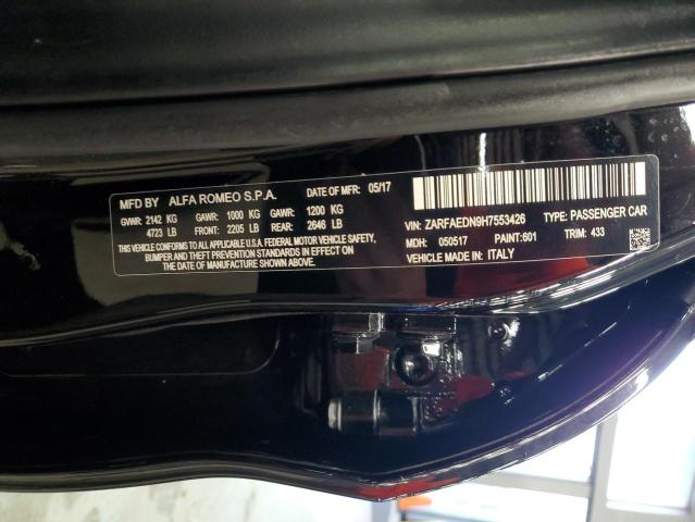 ZARFAEDN9H7553426 - 2017 ALFA ROMEO GIULIA Q4 黑色 照片 12