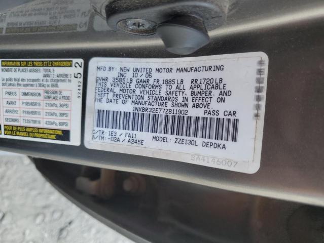 1NXBR32E77Z811902 - 2007 TOYOTA COROLLA CE 灰色 照片 12