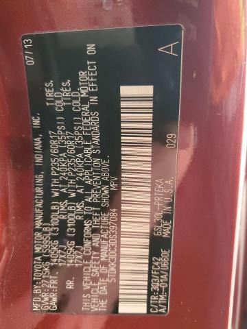 5TDKK3DC3DS397084 - 2013 TOYOTA SIENNA LE Bordo foto 13