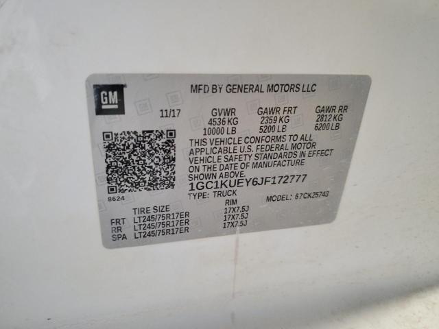 1GC1KUEY6JF172777 - 2018 CHEVROLET SILVERADO K2500 HEAVY DUTY WHITE photo 12