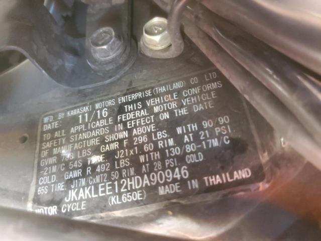 JKAKLEE12HDA90946 - 2017 KAWASAKI KL650 E BLACK photo 9