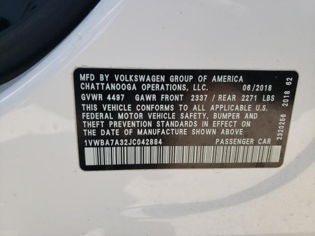 1VWBA7A32JC042884 - 2018 VOLKSWAGEN PASSAT SE WHITE photo 13