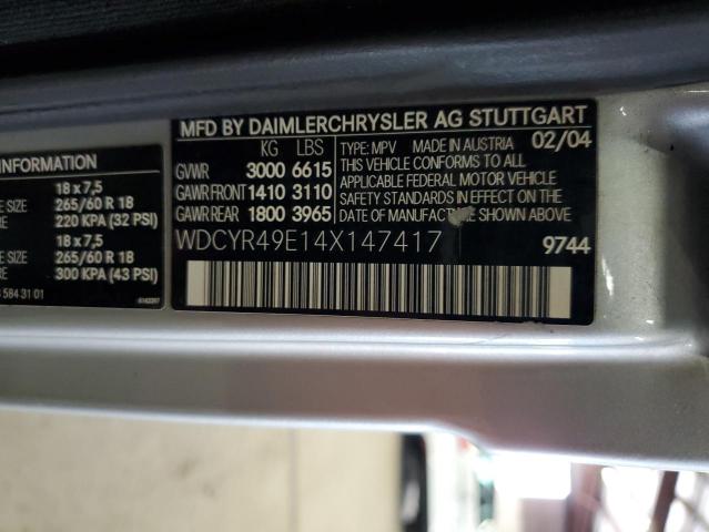 WDCYR49E14X147417 - 2004 MERCEDES-BENZ G 500 SILVER photo 12