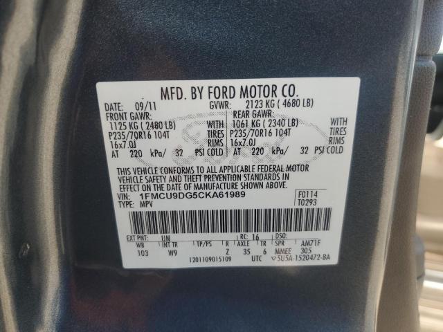 1FMCU9DG5CKA61989 - 2012 FORD ESCAPE XLT BLUE photo 13