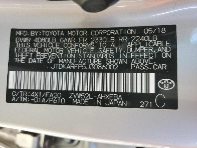 JTDKARFP5J3086002 - 2018 TOYOTA PRIUS PRIM SILVER photo 12
