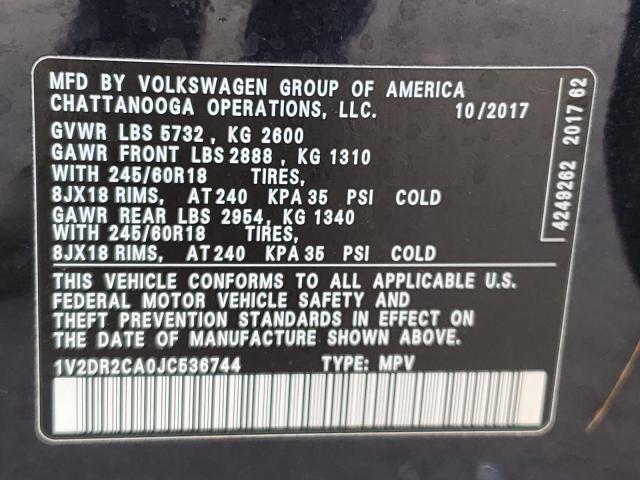 1V2DR2CA0JC536744 - 2018 VOLKSWAGEN ATLAS SE Qara foto 13
