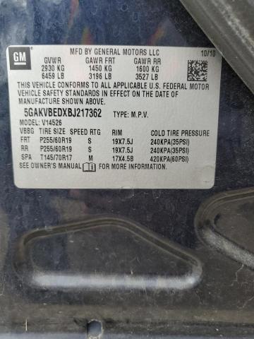 5GAKVBEDXBJ217362 - 2011 BUICK ENCLAVE CXL Mavi foto 13