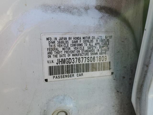 JHMGD37677S061809 - 2007 HONDA FIT S 白色 照片 12