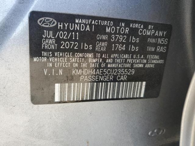 KMHDH4AE5CU235529 - 2012 HYUNDAI ELANTRA GLS SILVER photo 13