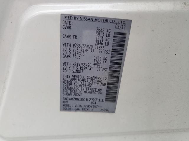 5N1AR2MN1DC679711 - 2013 NISSAN PATHFINDER S Beyaz fotoğraf 13