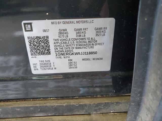 1GNERGKW9JJ118850 - 2018 CHEVROLET TRAVERSE LT Գրաֆիտ լուսանկար 13