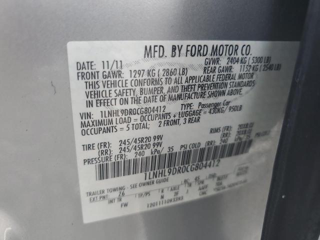 1LNHL9DR0CG804412 - 2012 LINCOLN MKS 双色 照片 12