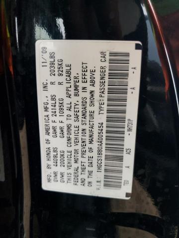 1HGCS1B80AA005454 - 2010 HONDA ACCORD EXL BLACK photo 12