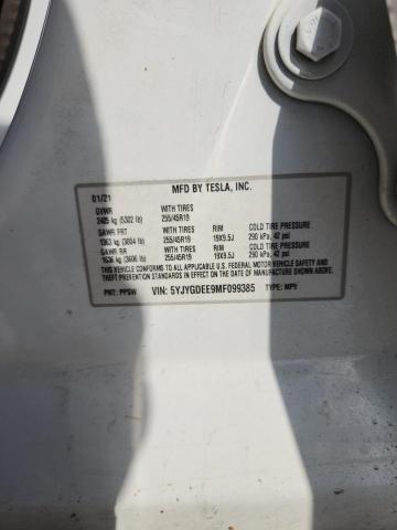5YJYGDEE9MF099385 - 2021 TESLA MODEL Y 白色 照片 14