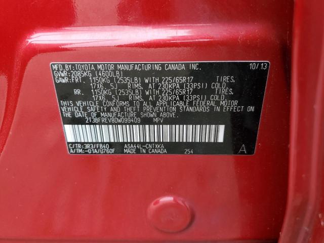 2T3BFREV8DW099409 - 2013 TOYOTA RAV4 LE RED photo 13