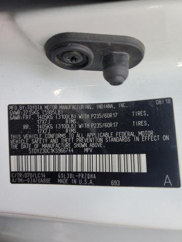 5TDYZ3DC1KS966744 - 2019 TOYOTA SIENNA XLE Biały zdjęcie 13