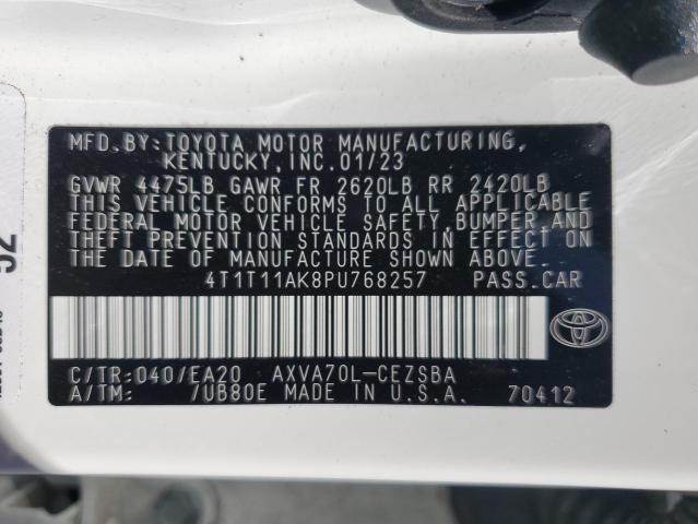 4T1T11AK8PU768257 - 2023 TOYOTA CAMRY SE NIGHT SHADE WHITE photo 12