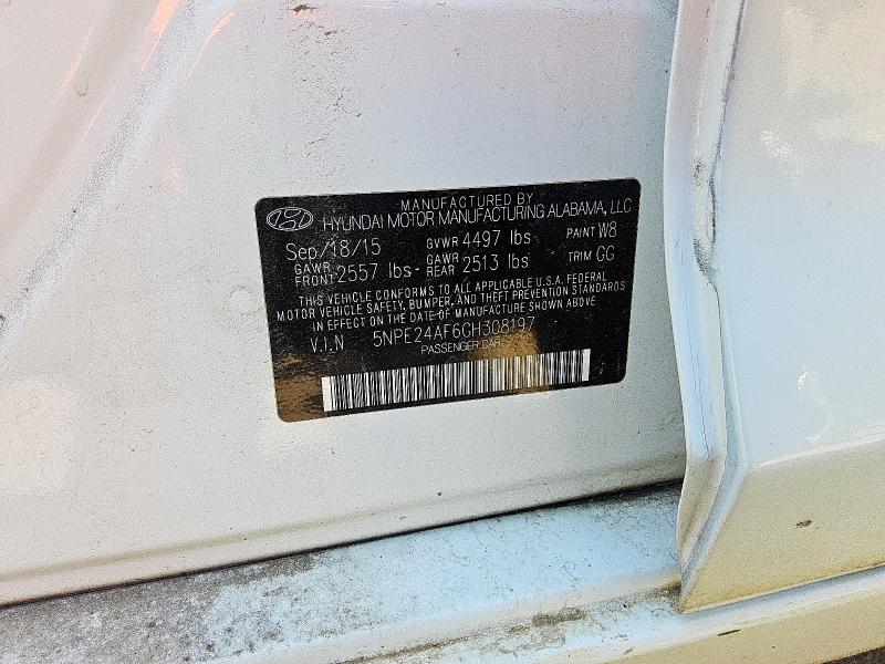 5NPE24AF6GH308197 - 2016 HYUNDAI SONATA SE 白色 照片 12