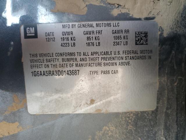 1G6AA5RA3D0143687 - 2013 CADILLAC ATS GRAY photo 12